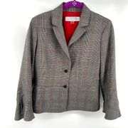 Tahari ASL petite 4 4P plaid blazer suit coat jacket split bell sleeves EUC