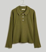 Variegated Rib Boxy Polo Shirt green size L