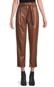 David Lerner Lexi Belted Paperbag Faux Leather Pants