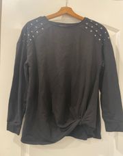 Studded Black Crew Neck Sweatshirt