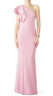 Black Halo Mabel One SHoulder Gown in Light Pink 6 Womens Long Maxi Dress