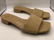 Sam & Libby Karissa Tan suede Slides Sandals Strap Heel Shoe Size 11 nude party