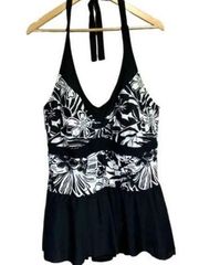 Merona Black White One Piece Swim Dress Halter Tie Plus Size 24W New NWT