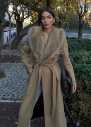 Fur Trimmed Wool Coat