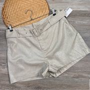 Nine West metallic linen shorts with belt high rise