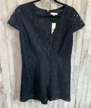 NWT New York & Co Black Lace V Neck Romper Sexy Cute Flirty