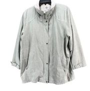 Gallery Womens Trench Rain Jacket XL Mint Green Zip Snap Button Pockets Lined