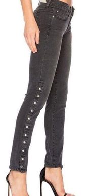 IRO Biba Side-Snap Skinny Jeans Washed Black