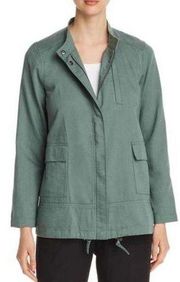 Eileen Fisher Green Organic Cotton Army Utility Cargo Jacket Size PM