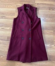 J.McLaughlin burgundy Nova Double Breasted Notch Collar Vest size XS