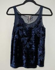 Free People  Velvet/Mesh Tank Top Cami S