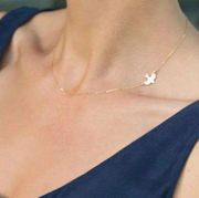 Petite Golden Off-Center Dove Necklace