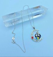 Jack & Sally Night Before Christmas CZ Crescent Moon Necklace