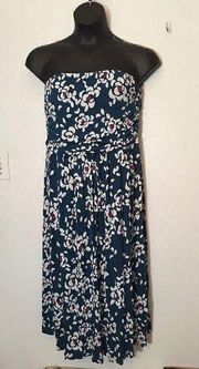 Lane Bryant blue floral strapless dress