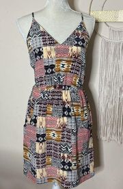 amanda uprichard • silk tribal aztec printed spaghetti strap dress with pockets