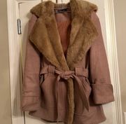 For Love and Lemons Faux Fur Camel Wool Blend Ella Coat