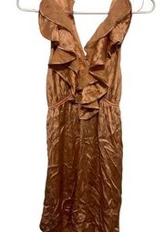 Marciano gold pink silk halter dress size xs