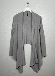 Women L Light Gray Solstice Wrap Merino Wool Cardigan Open Front Drape