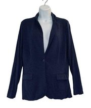 M  Petite Women's Blazer Size Medium Petite Blue One-Button Stretch