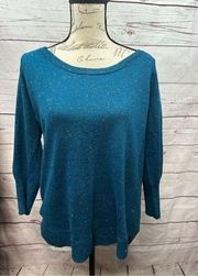 Worthington XL long sleeve pullover sweater blue with colored speckles (#1944)