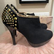 BONGO “Dionne” Gold Studded Platform Heels—SZ. 8