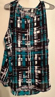 Van Heusen Geometric Print Sleeveless Blouse Size XL