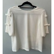 Jasmine & Juliana Women Off-white 3/4 Sleeve Blouse Top Ribbon Details Medium