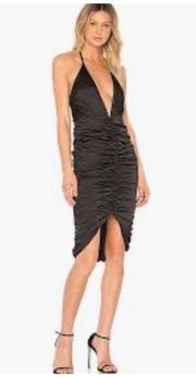 Black Front Ruched Halter Dress Small NWT