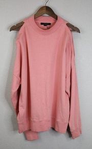 All Saints Unai Oversized Sweatshirt Women Small Coral Pink Coldshoulder