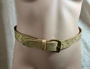 Express Gold Floral Painted Leather Belt Medium
