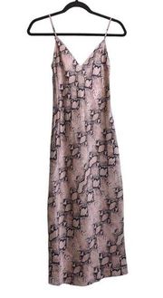 L'Agence Womens Jodie Slip Dress Black Python Snake Print Maxi Silk Sexy XS New