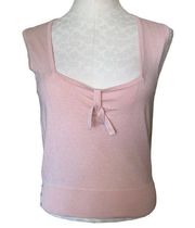 Tibi Vintage Front Tie Square Neck Sleeveless Tank Top Size Large Pink