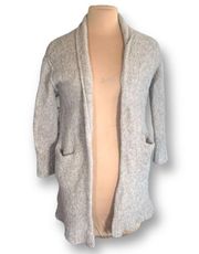 Current/Elliott The Long Slash Cardigan Sweater Open Back Alpaca Blend Light Tan