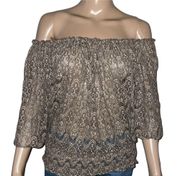 Lace Off Shoulder Smocked Hem Blouse