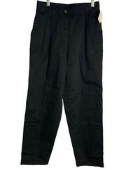 Vintage LL Bean Pleated Front Pants 6P Black Pockets Button Zip Deadstock