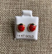 Lady Bird 14k Gold Stud Earring Enamel 