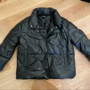 Urban Outfitters Black Puffer Jacket Snap Closure & Pockets Size M