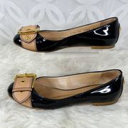 Giuseppe Zanotti Italian Black Patent Leather Buckle Flats Size 5