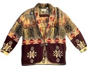 Vintage Flashback Womens Tapestry Blazer Jacket Aztec Western Southwest SM EUC