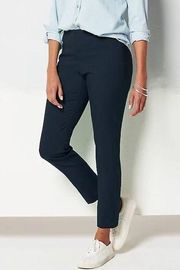 J.Jill Essential Cotton Stretch Mid Rise Dark Navy Blue Straight Leg Ankle Pants