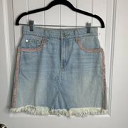 7 for all mankind fringe denim skirt size 26