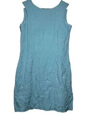 Tommy Bahama Mini Shift Dress 100% Silk Sleeveless Embroidered Zip Back Blue 6