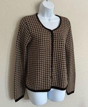 Herman Geist Houndstooth Button Front Cardigan Sweater Long Sleeve Women’s Small