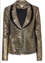 Diane von Furstenberg croc pattern gold Lame’ blazer