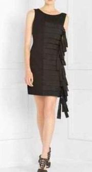 BCBGMaxAzria Silk Sheath Cocktail Dress Tiered Knotted Detail Sleeveless size 10