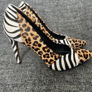 Michael By Michael Shannon Roar Pumps Leopard Zebra Heels Women’s Size 8.5