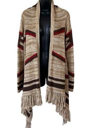 Ralph Lauren Southwestern Fringe Linen Wool Cardigan