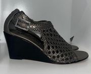 Brighton REALM Pewter Woven Braided Leather Wedge Sandals Heels Women’s 6.5