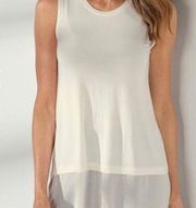 Soft Surroundings Eden Tiered Tank Top Faux Layer High Low Ecru Large NWT