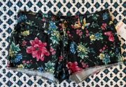 Vintage Y2K Bongo Black Floral 3” Frayed Jean Shorts Summer Sizzler Size: 3 NEW